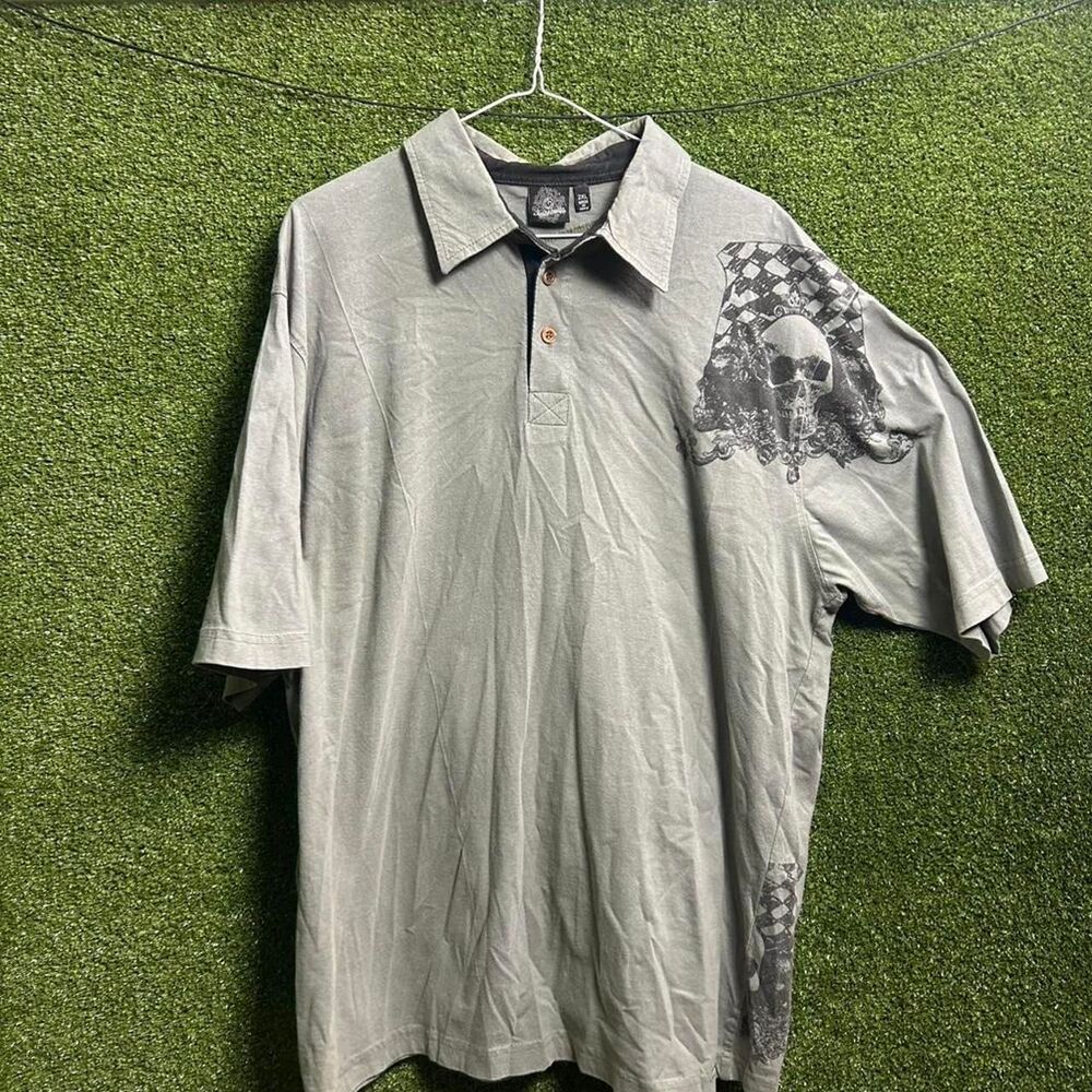 Burnside Men's Grey and Silver Polo-shirts